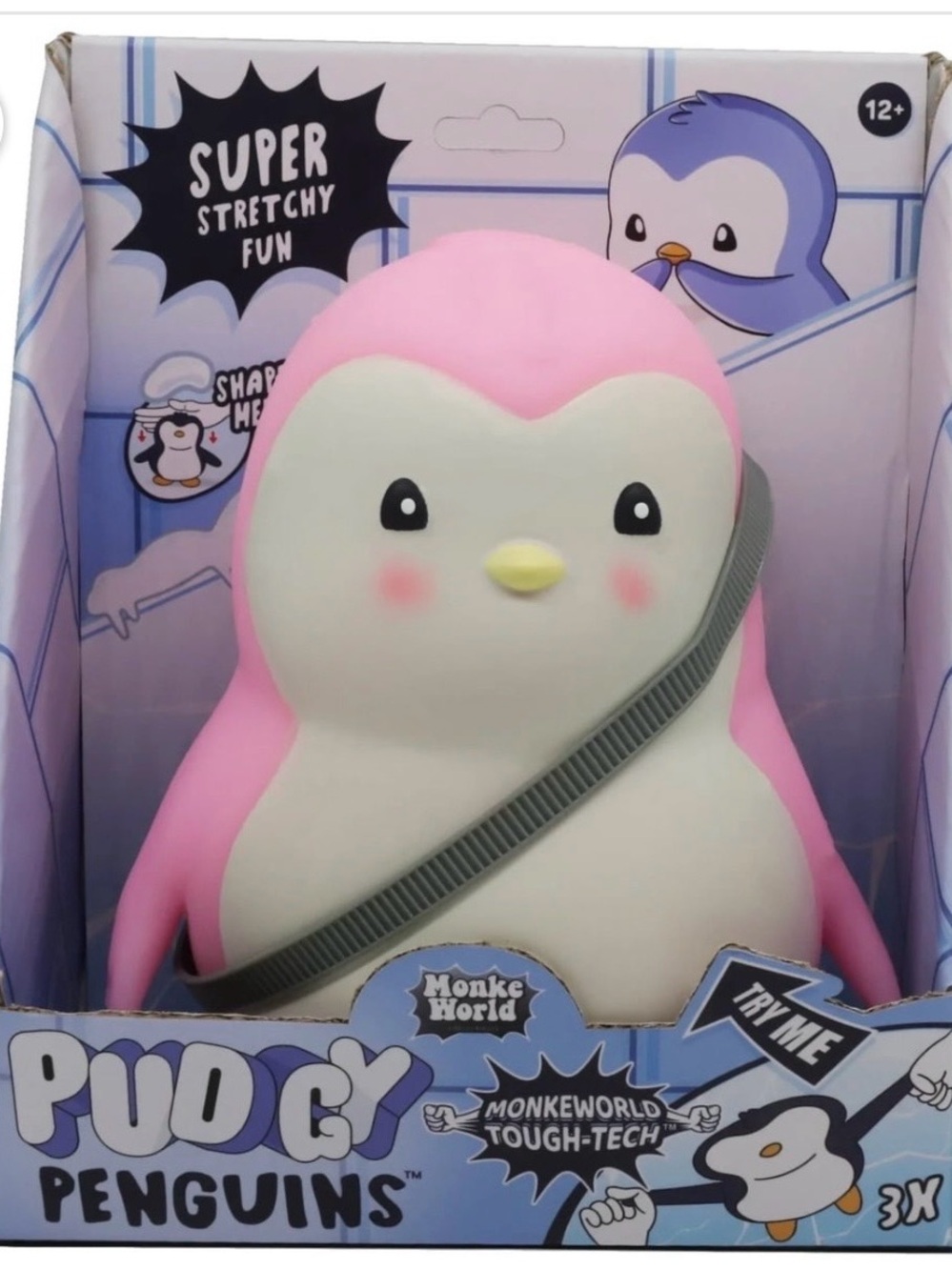 ONE WORLD Pink and White Stretchy Penguin Plush Toy